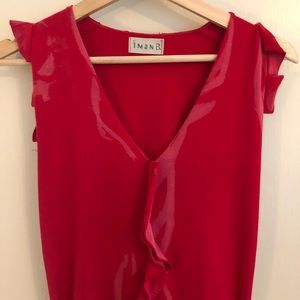 Red stretch dress with ruffles